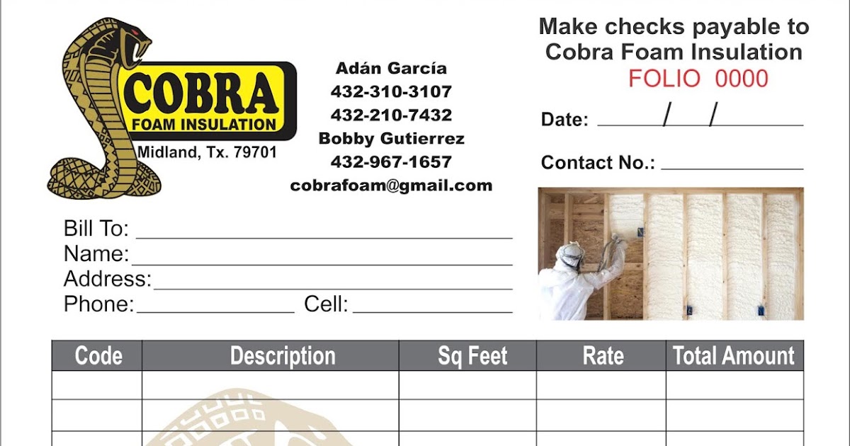 Mecanica y Publicidad INVOICE COBRA FOAM INSULATION