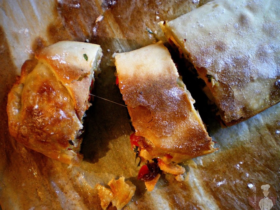Calzone de salmón con verduras