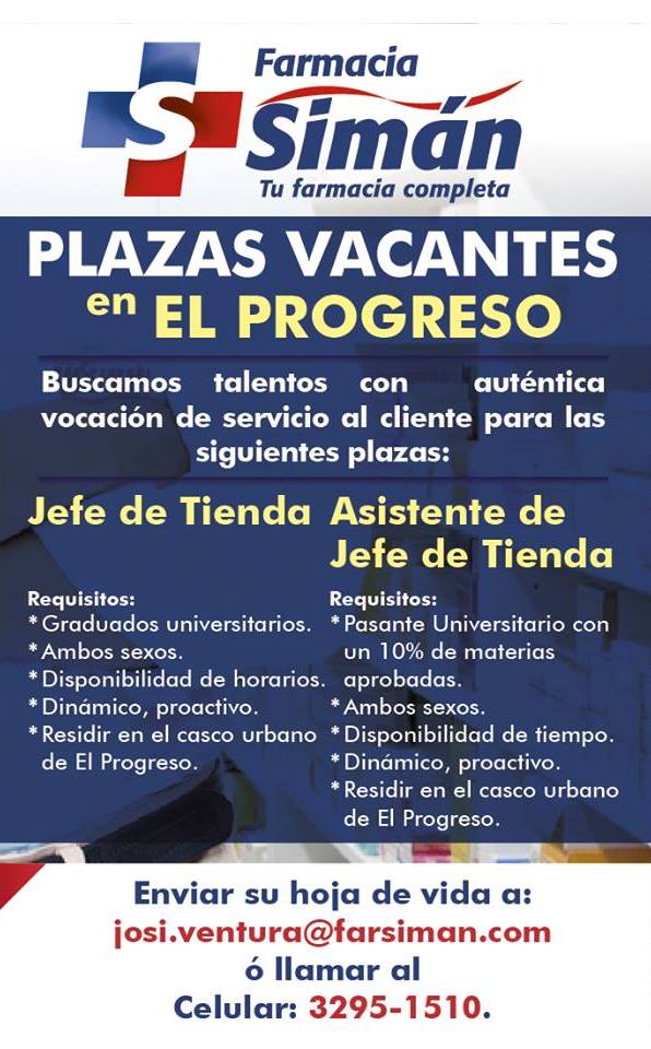 2 Vacantes El Progreso, Yoro