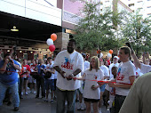 Cutting the ribbon at the walk with Grizz and his donor Ryan