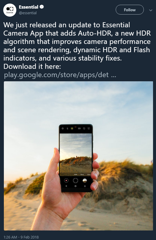 Essential Phone's Camera Updated With AutoHDR, New HDR Algorithm