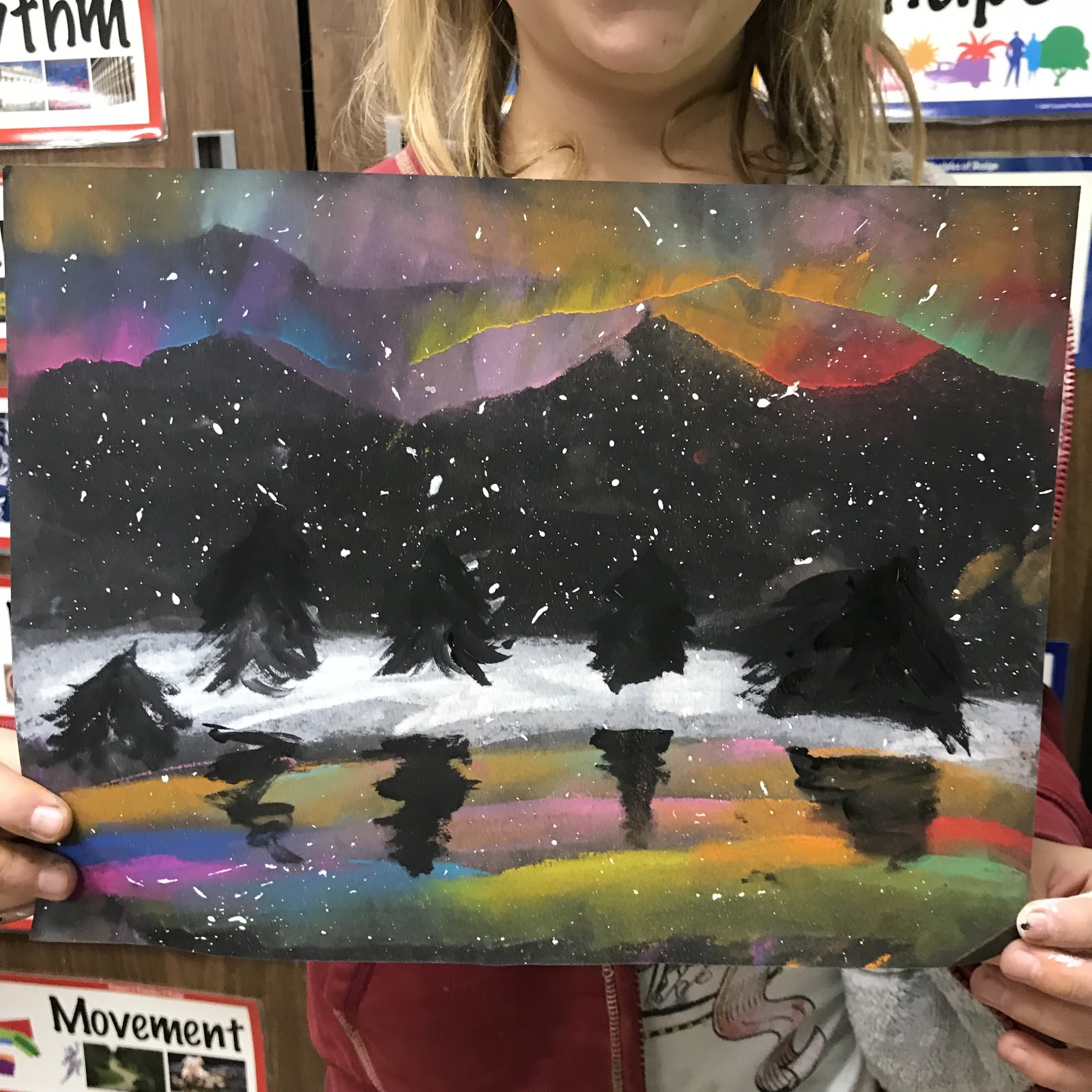 Elements Of The Art Room 4th Grade Aurora Borealis Landscapes