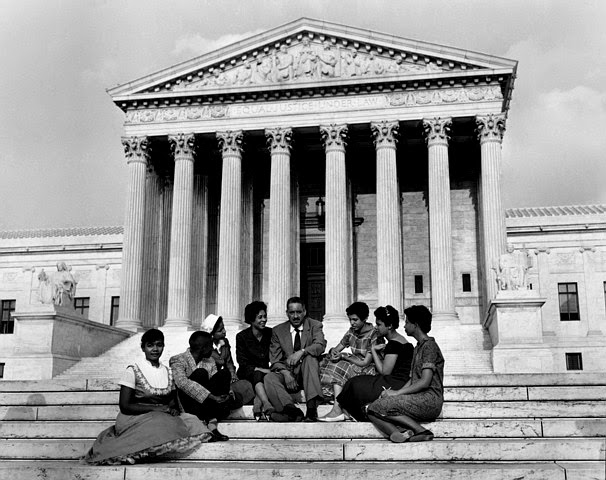 Thurgood Marshall after Brown v the Board of Education Students on Steps of the U.S. Supreme Court