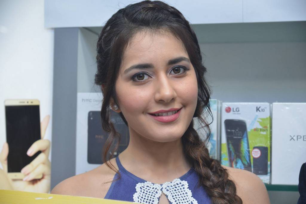 Rashi khanna In Blue Dress At Bigc Store launch Guntur