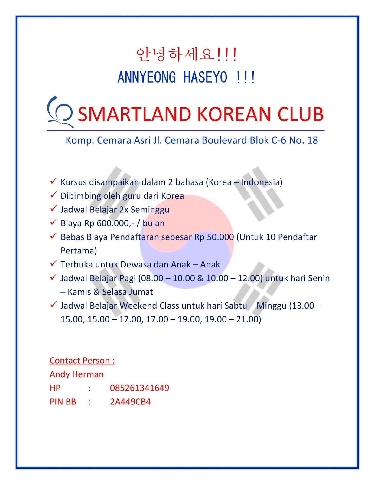 Les Korea Medan Les Bahasa Korea Medan