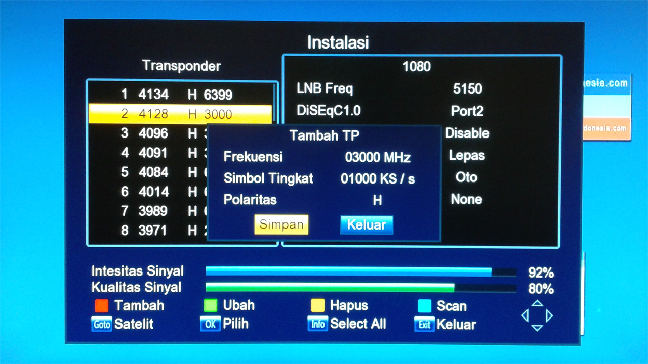 cara menambah transponder di skybox a1
