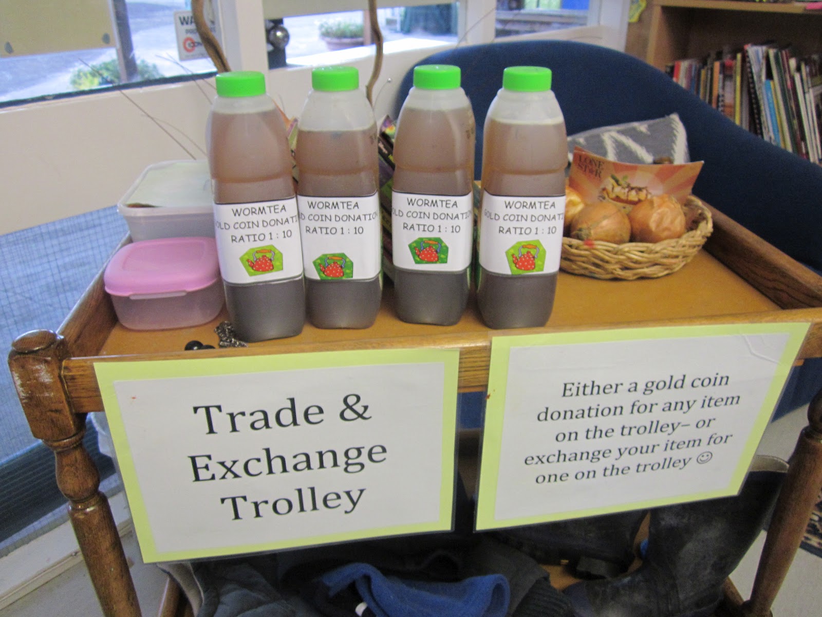 Bayview's Views Sustainability selling worm tea.