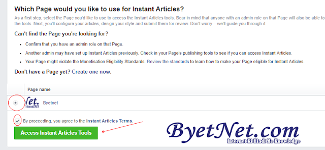 Select a Facebook Page facebook-instant-artical-setup-karna