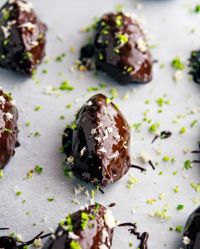 Chocolate Covered Lime Coconut Bites