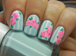 nails rose spring roses nail acrylic designs pink flowers manicure manicures roses2