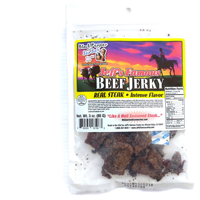 Jeff's Gourmet Jerky Black Pepper & Sea Salt Beef Jerky Reviews