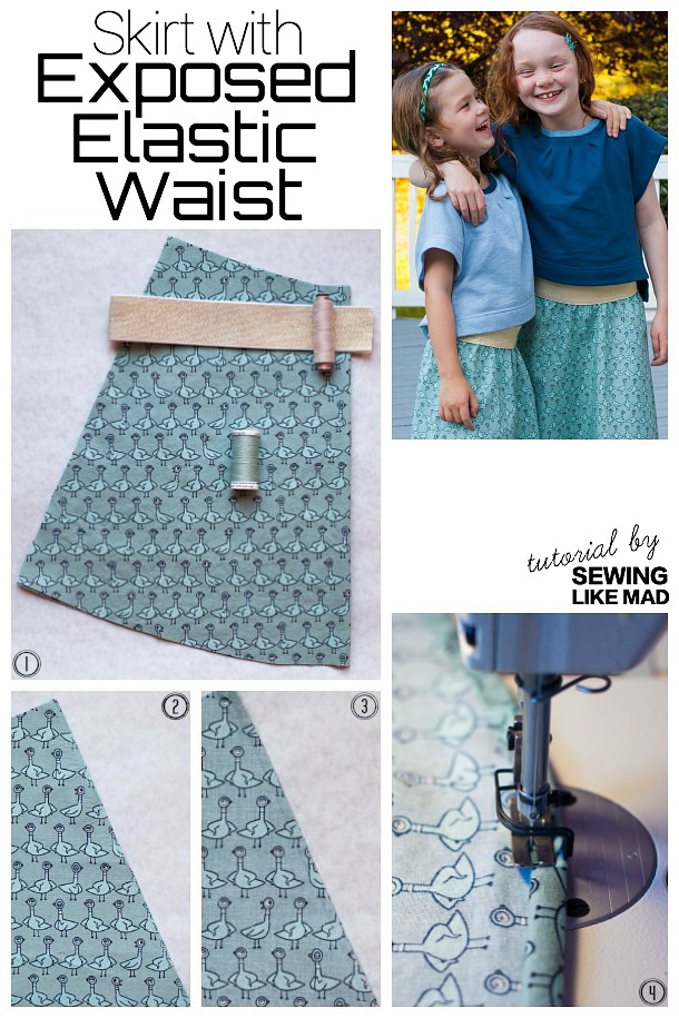 Sewing Like Mad: Skirt with Exposed Elastic Waist - Tutorial.