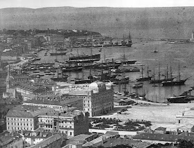 The harbour of Trieste in 1885, when it was still under the control of Austria