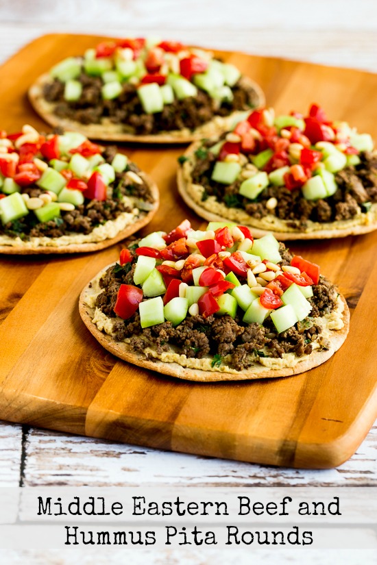 Middle Eastern Beef and Hummus Pita Rounds | Kalyn's Kitchen | Bloglovin’