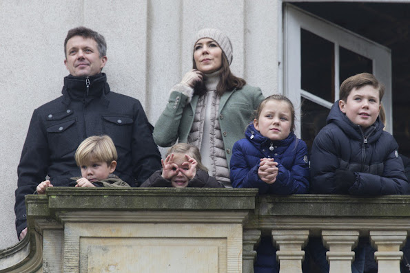 Crown Prince Frederik and Crown Princess Mary, with their four children, Prince Christian,Prince Vincent, Princess Josephine