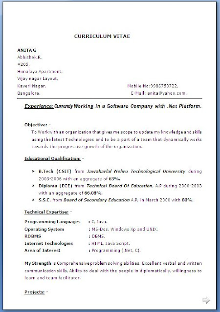resume template doc download