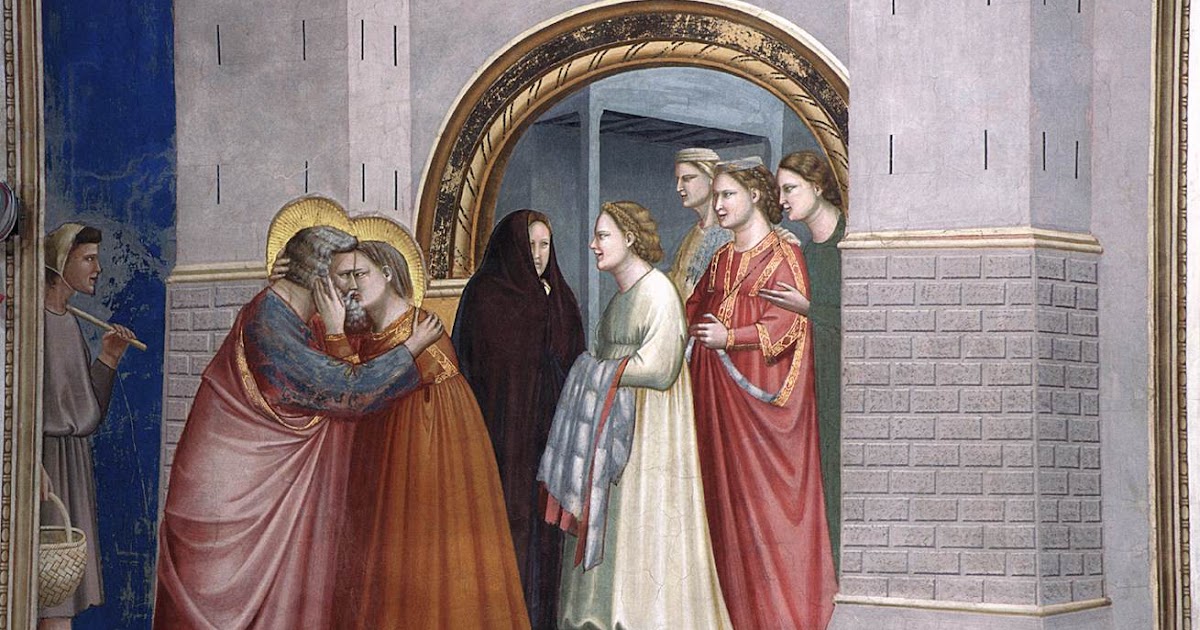 Giotto: Scenes from the Life of Joachim - The meeting at the Golden Gate  (1305)