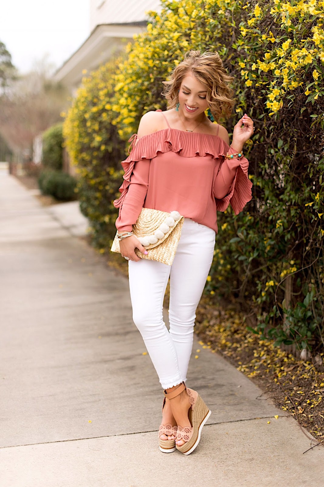 My Favorite White Jeans and Wedges for spring - Click through to see more on Something Delightful Blog