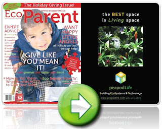Winter 2012 EcoParent Magazine Cover, peapodLife Building EcoSystems and Technology, image