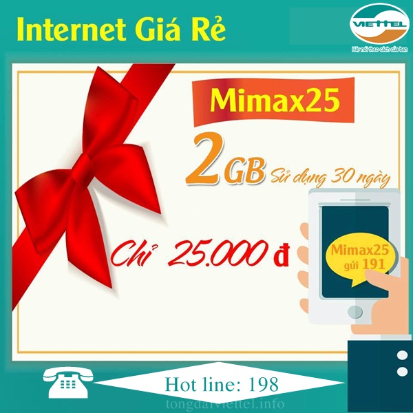 Cách đăng ký gói cước Mimax25 của Viettel