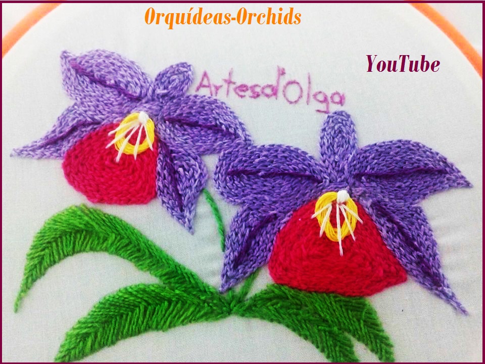 Artesd'Olga: Orquídeas en Punto Cadeneta | How to Stitch Orchids with Chain  Stitch