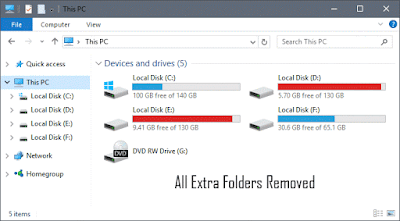 Remove Extra Folders from Windows 10 Explorer Remove Extra Folders from Windows 10 Explorer