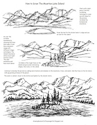 draw lake mountain drawing drawings printable pencil easy dessin worksheet worksheets apprendre island reference landscape landscaping sketch artist lessons coloring