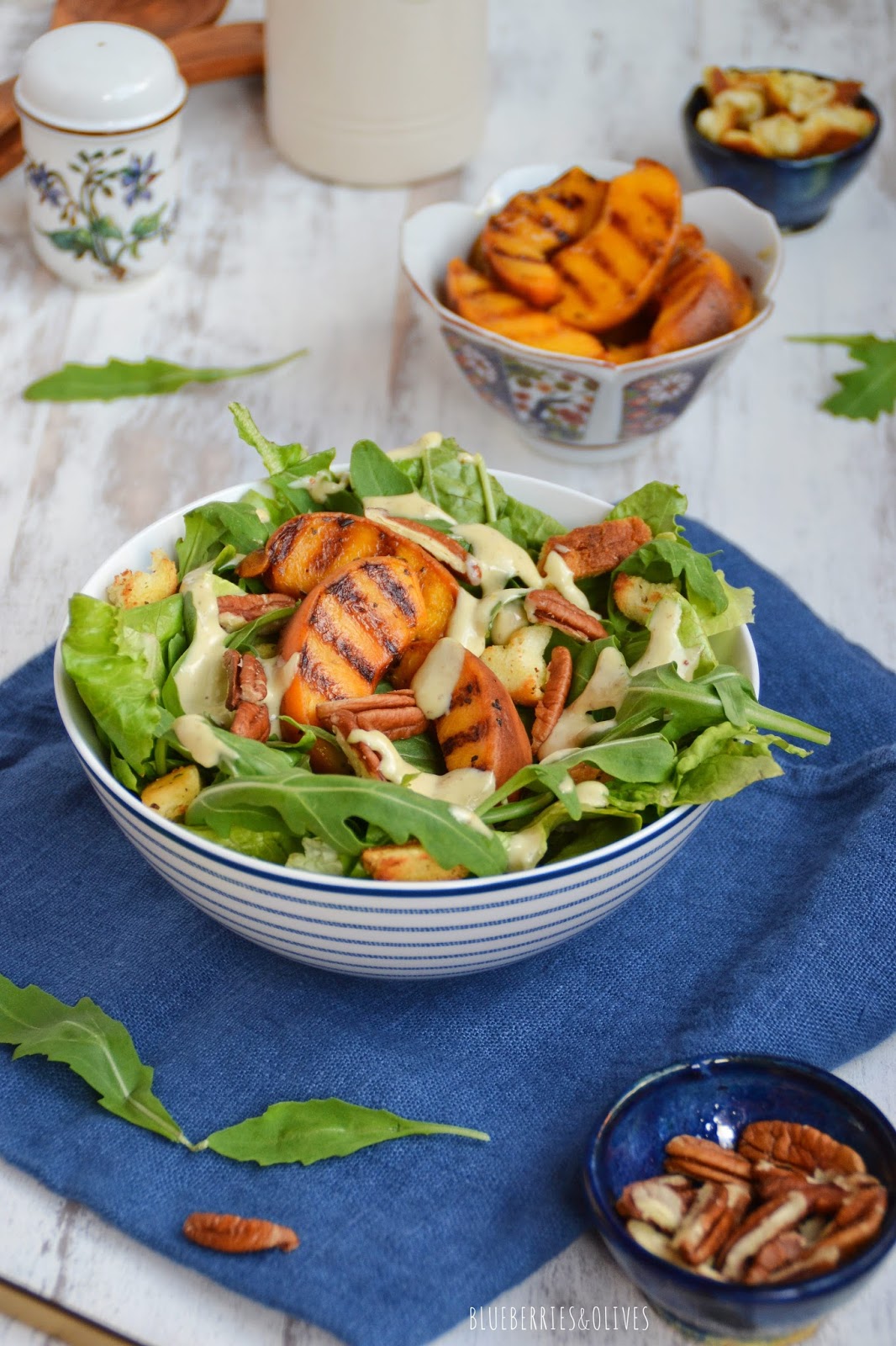 CAESAR SALAD WITH GRILLED PEACHES