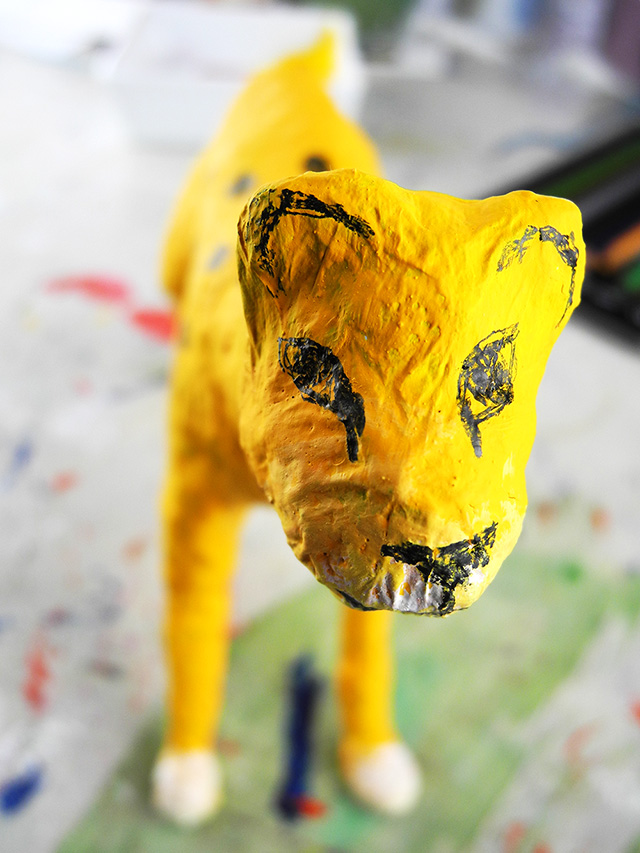 creating with Jules: paper mache leopard