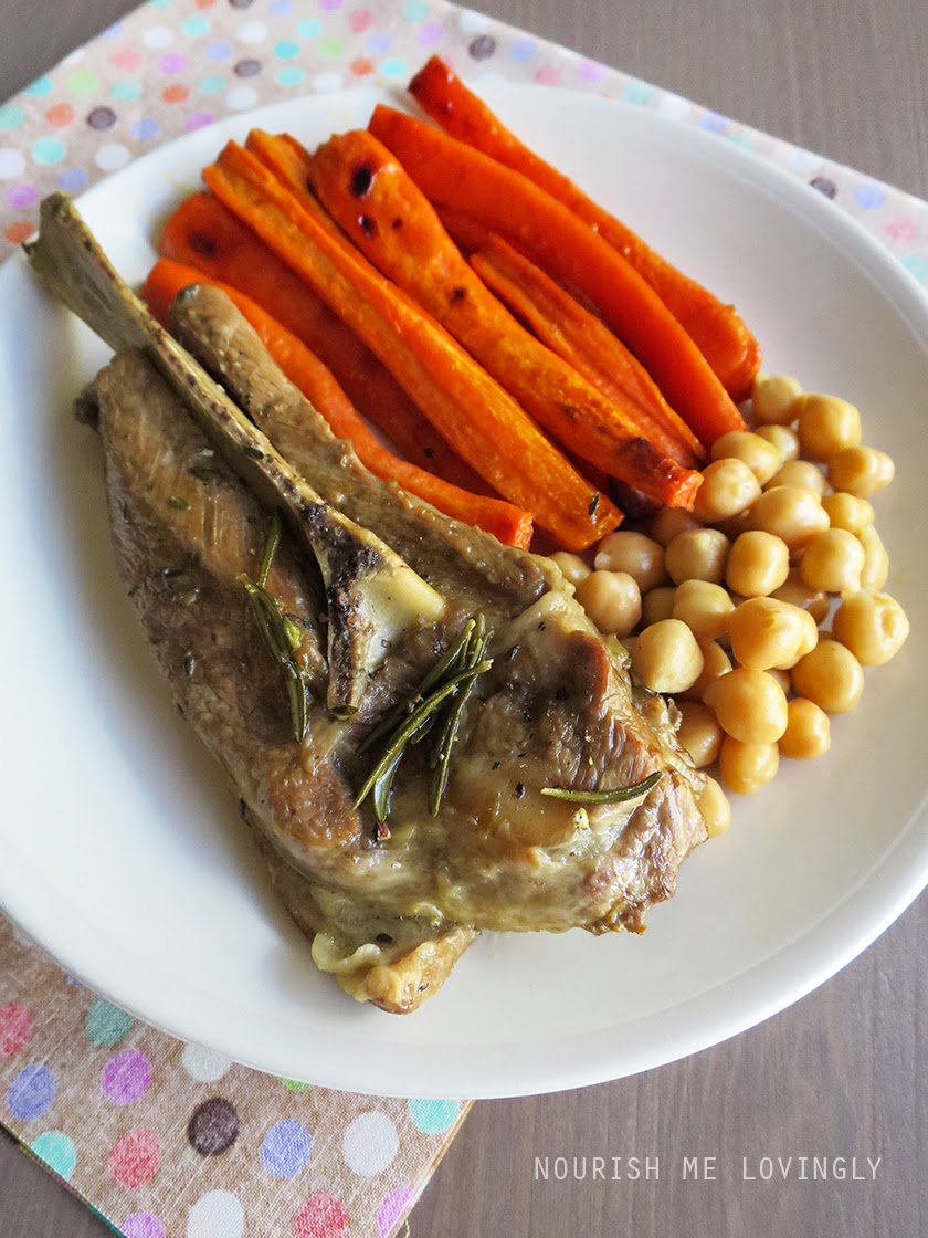 Nourish me lovingly Lamb shoulder chops with roasted carrots
