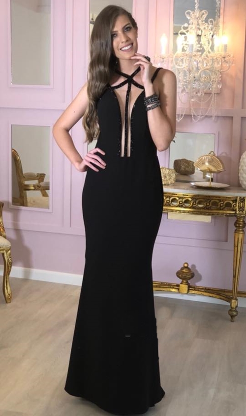 vestido de madrinha preto longo