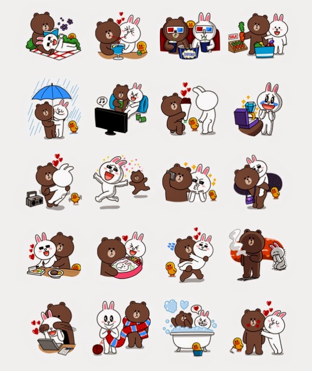 LINE Stickers Community: Free line sticker-Brown & Cony's Secret Date ...