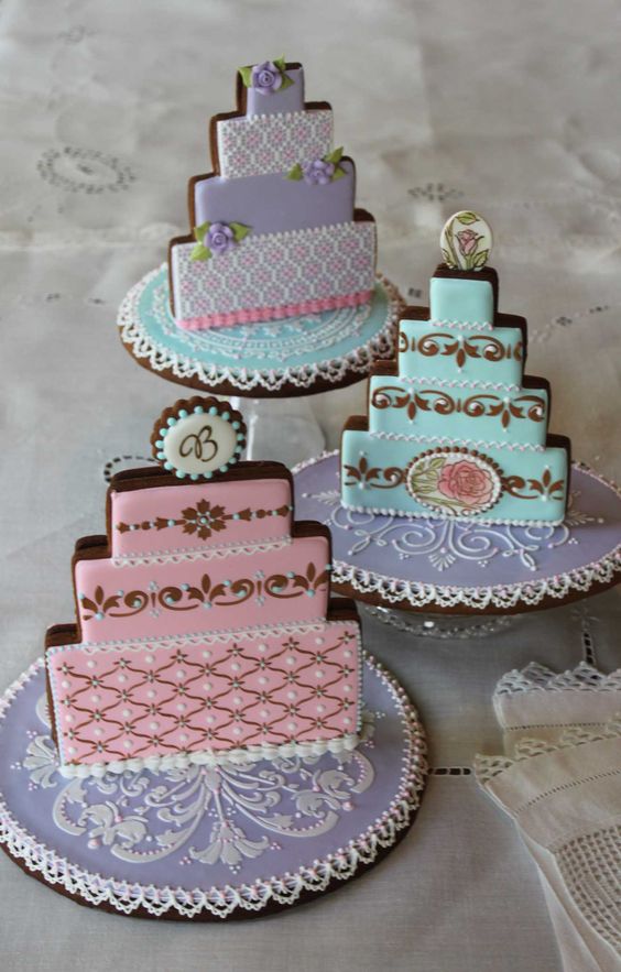 Beautiful Bridal Wedding Cake Cookie Designs