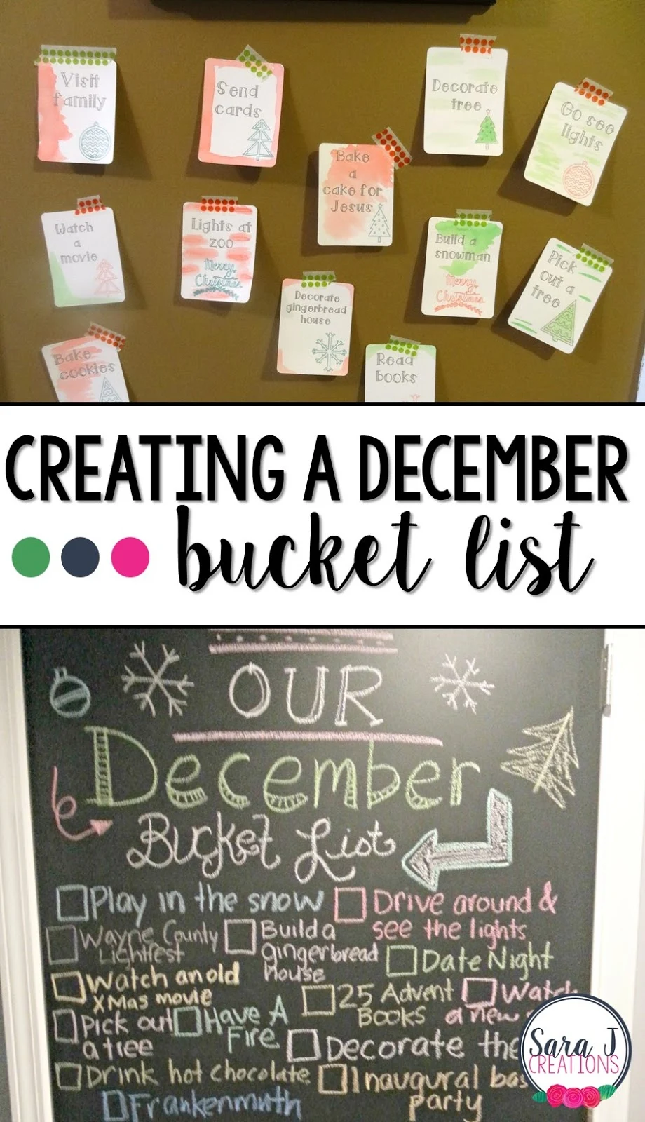 Counting down to Christmas by creating a December bucket list with crafts, ideas, DIY, and traditions to make the month fun as a family.