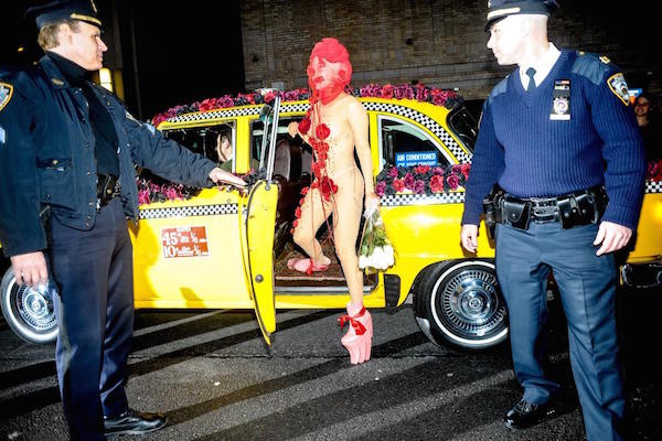 Lady gaga came into a special decorated taxi on her birthday