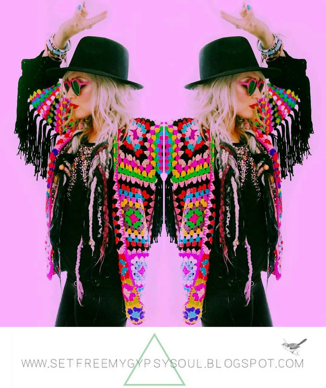 colorful crochet cardigan with fringe