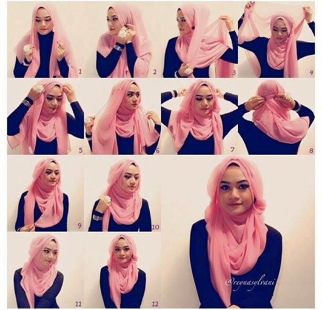 Model jilbab paris untuk wajah bulat terbaru 2015 dan cara memakainya