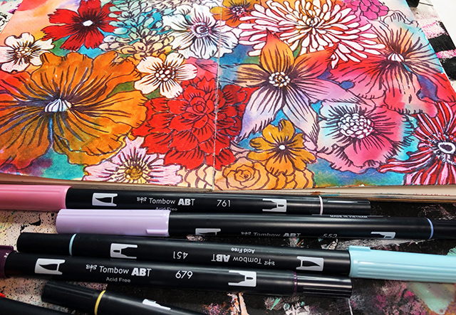 layering tombow markers