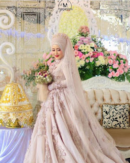 gaun pengantin muslimah simple