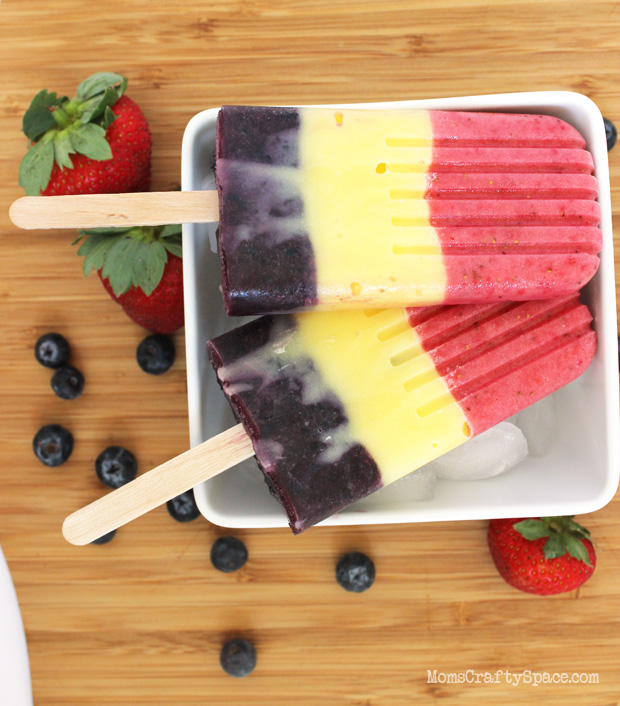 Strawberry Blueberry Pudding Popsicles with Driscoll's Berries Happiness is Homemade
