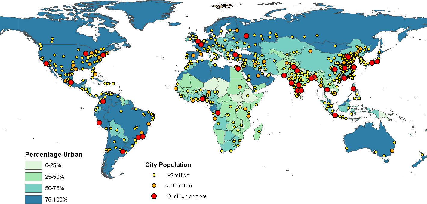 Страна с населением 4 млн человек. Крупнейшие города Азии по численности населения на карте.