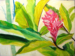 flower painting hawaiian tropical pod emma composition sketch 1st block