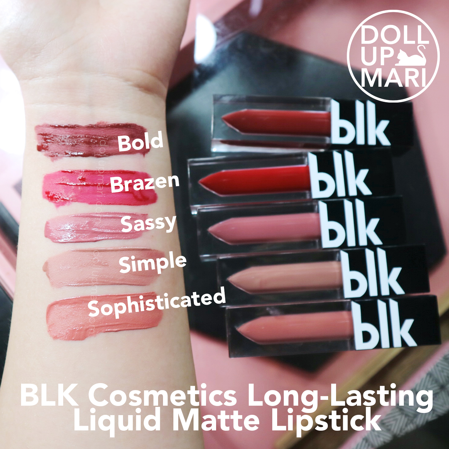 BLK Cosmetics Long Lasting Liquid Matte Lipstick Swatches and First