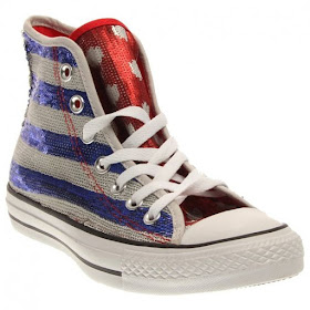 Sequined Red white blue Converses