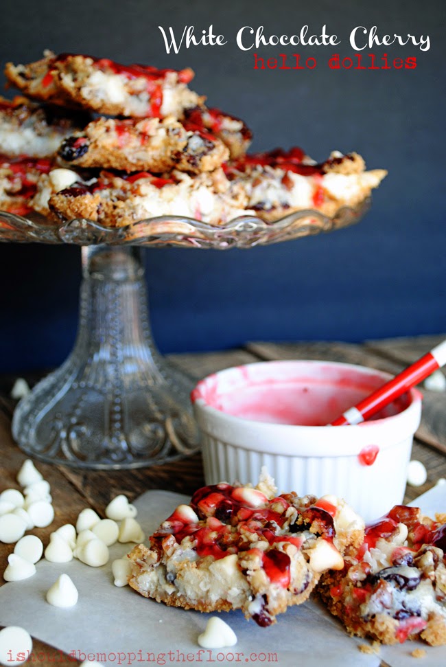 White Chocolate Cherry Hello Dollies i should be mopping the floor