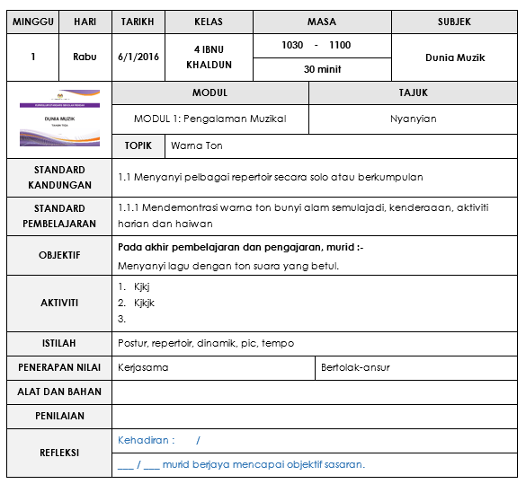 Template RPH  Terbaru Mudah Senang Free Download 