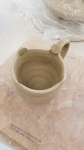 Ceramic mug in progress, handmade pottery by Lily L.