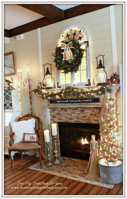 French-Chair-Rustic-Farmhouse-Christmas Mantel 2015-From My Front Porch To Yours