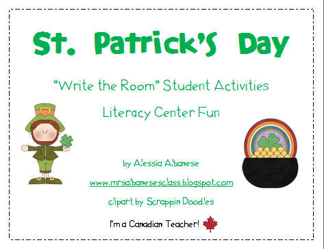 http://www.teacherspayteachers.com/Product/Write-the-Room-Literacy-Center-Student-Activities-St-Patricks-Day-206355