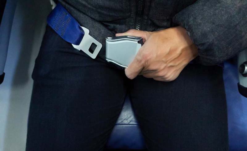 Passengers prepare fasten seat belt before the flight.